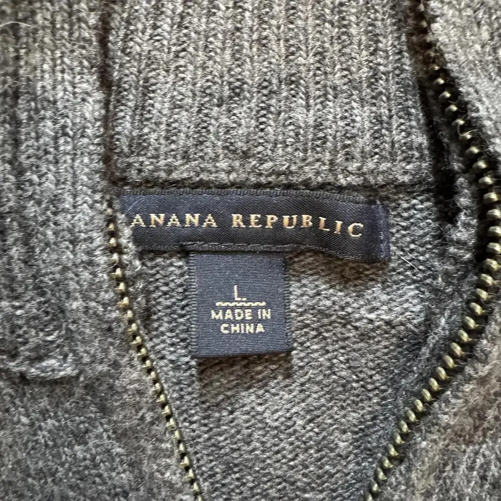 Banana Republic Sweater Wool Cashmere Blend Full Zip Mock Neck‎ Gray Grandpacore